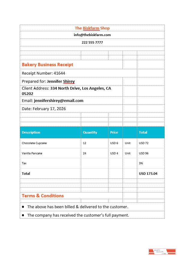 Bakery Business Invoice Template PSD template